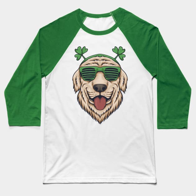 Irish Golden Retriever Funny St. Patrick's Day Gift Baseball T-Shirt by BadDesignCo